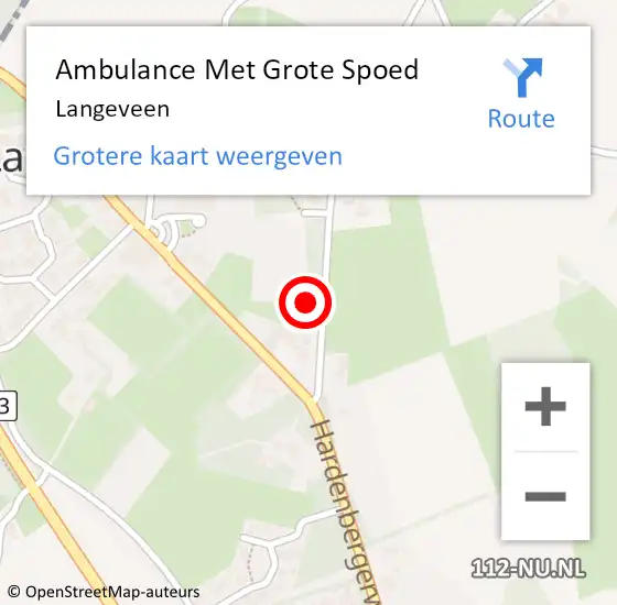 Locatie op kaart van de 112 melding: Ambulance Met Grote Spoed Naar Langeveen op 3 februari 2024 23:09