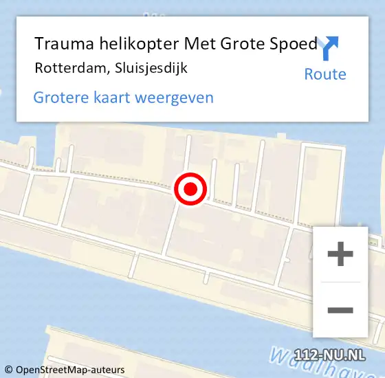 Locatie op kaart van de 112 melding: Trauma helikopter Met Grote Spoed Naar Rotterdam, Sluisjesdijk op 3 februari 2024 23:18