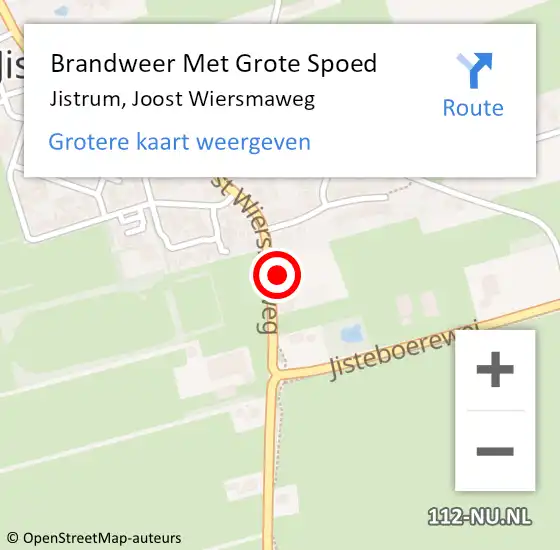 Locatie op kaart van de 112 melding: Brandweer Met Grote Spoed Naar Jistrum, Joost Wiersmaweg op 3 februari 2024 23:57