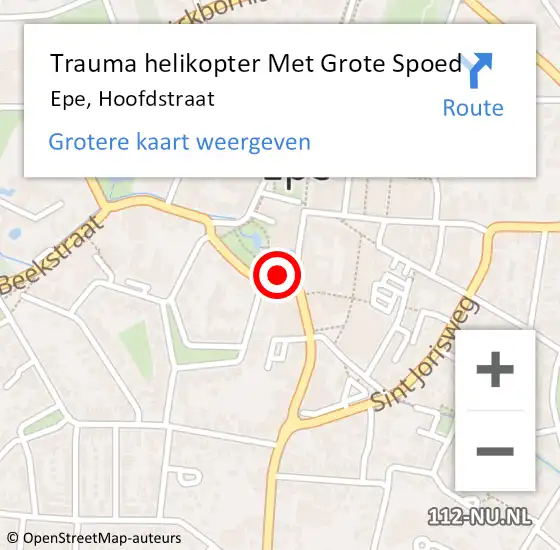 Locatie op kaart van de 112 melding: Trauma helikopter Met Grote Spoed Naar Epe, Hoofdstraat op 3 februari 2024 23:59