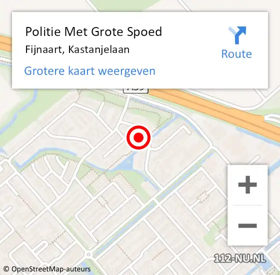 Locatie op kaart van de 112 melding: Politie Met Grote Spoed Naar Fijnaart, Kastanjelaan op 4 februari 2024 00:40