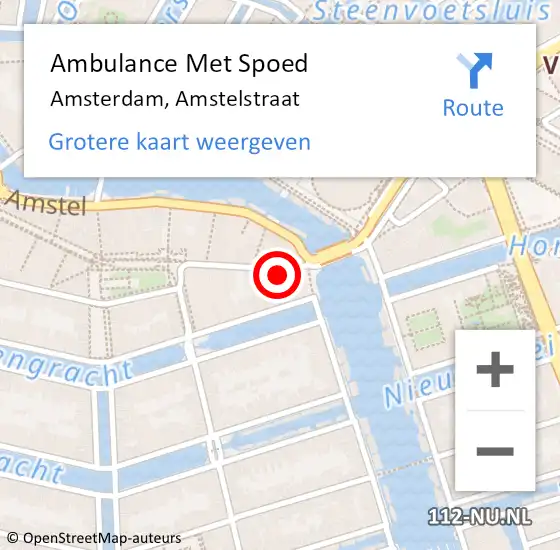 Locatie op kaart van de 112 melding: Ambulance Met Spoed Naar Amsterdam, Amstelstraat op 4 februari 2024 00:40