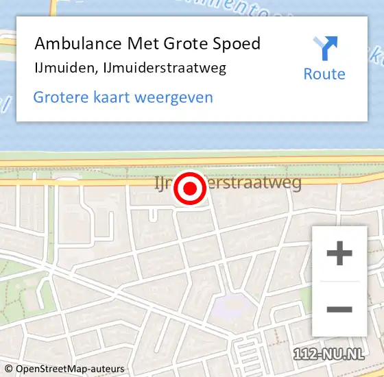 Locatie op kaart van de 112 melding: Ambulance Met Grote Spoed Naar IJmuiden, IJmuiderstraatweg op 4 februari 2024 01:48