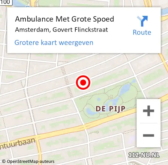 Locatie op kaart van de 112 melding: Ambulance Met Grote Spoed Naar Amsterdam, Govert Flinckstraat op 4 februari 2024 03:40