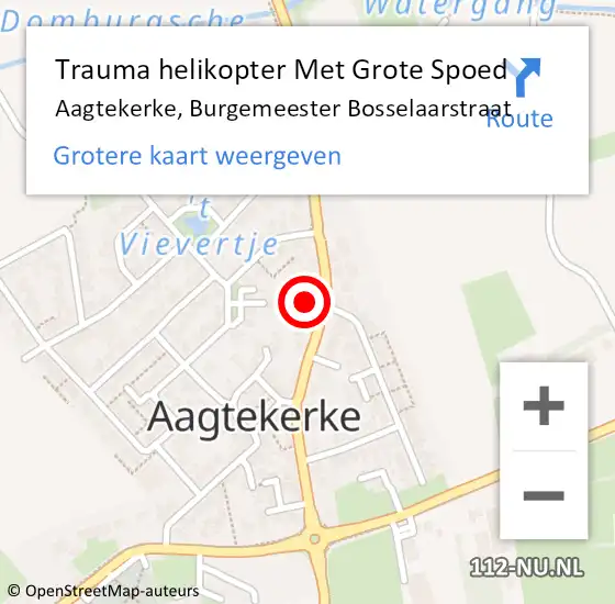 Locatie op kaart van de 112 melding: Trauma helikopter Met Grote Spoed Naar Aagtekerke, Burgemeester Bosselaarstraat op 4 februari 2024 04:08