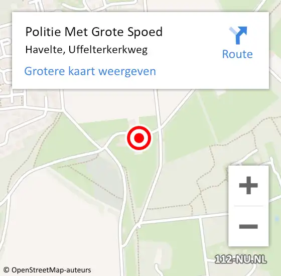 Locatie op kaart van de 112 melding: Politie Met Grote Spoed Naar Havelte, Uffelterkerkweg op 4 februari 2024 07:39