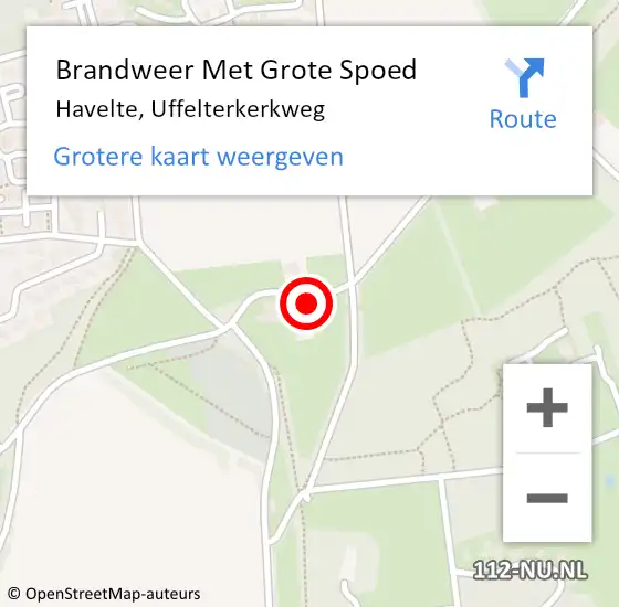 Locatie op kaart van de 112 melding: Brandweer Met Grote Spoed Naar Havelte, Uffelterkerkweg op 4 februari 2024 07:40