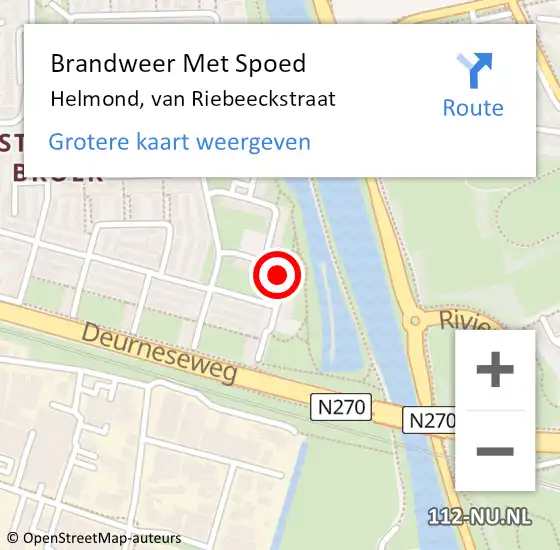 Locatie op kaart van de 112 melding: Brandweer Met Spoed Naar Helmond, van Riebeeckstraat op 4 februari 2024 07:49
