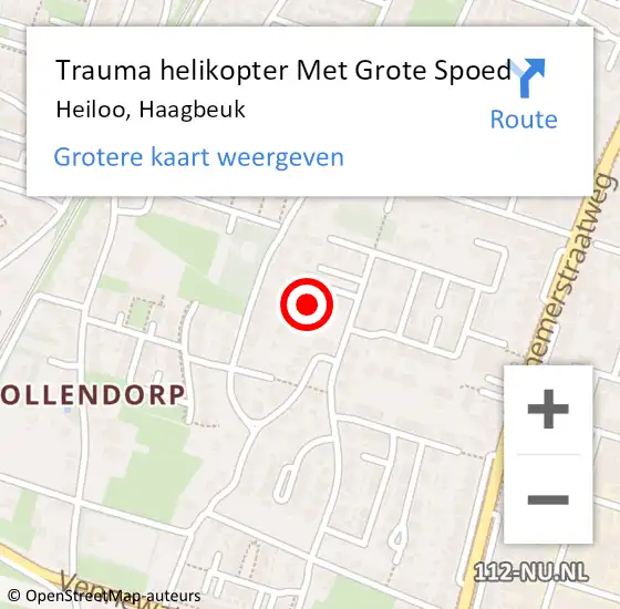 Locatie op kaart van de 112 melding: Trauma helikopter Met Grote Spoed Naar Heiloo, Haagbeuk op 4 februari 2024 08:23