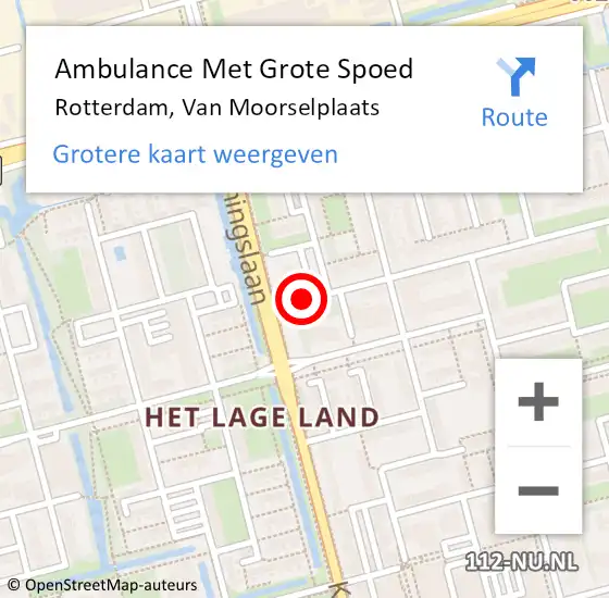 Locatie op kaart van de 112 melding: Ambulance Met Grote Spoed Naar Rotterdam, Van Moorselplaats op 4 februari 2024 09:57