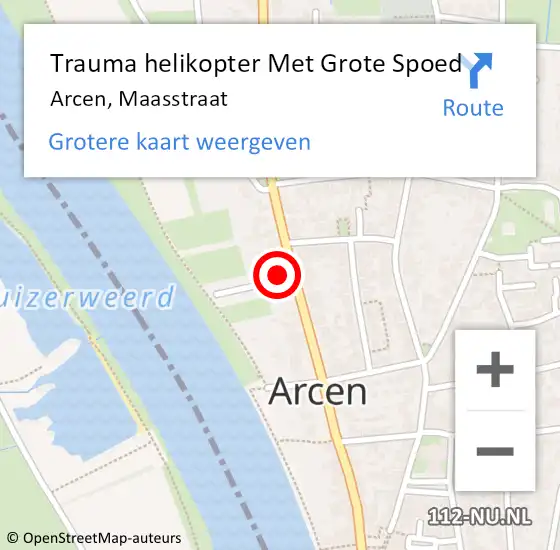 Locatie op kaart van de 112 melding: Trauma helikopter Met Grote Spoed Naar Arcen, Maasstraat op 4 februari 2024 10:18