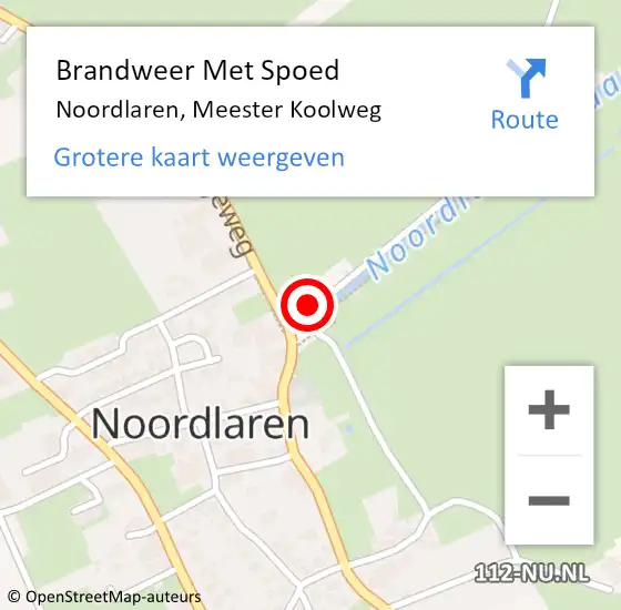 Locatie op kaart van de 112 melding: Brandweer Met Spoed Naar Noordlaren, Meester Koolweg op 4 februari 2024 10:47