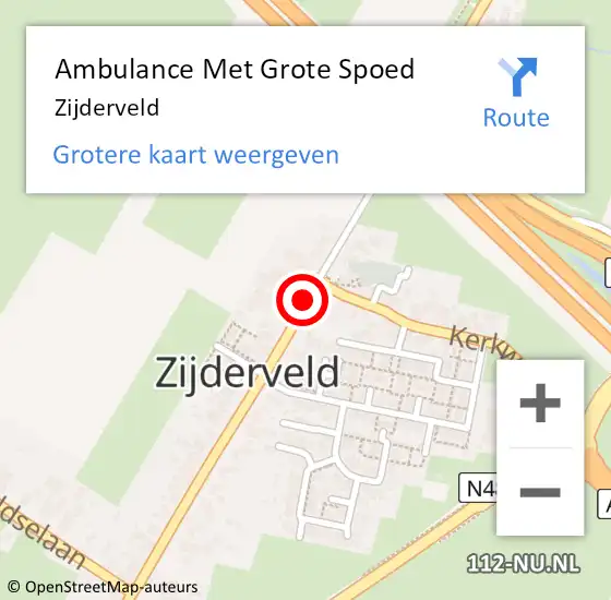 Locatie op kaart van de 112 melding: Ambulance Met Grote Spoed Naar Zijderveld op 4 februari 2024 10:54