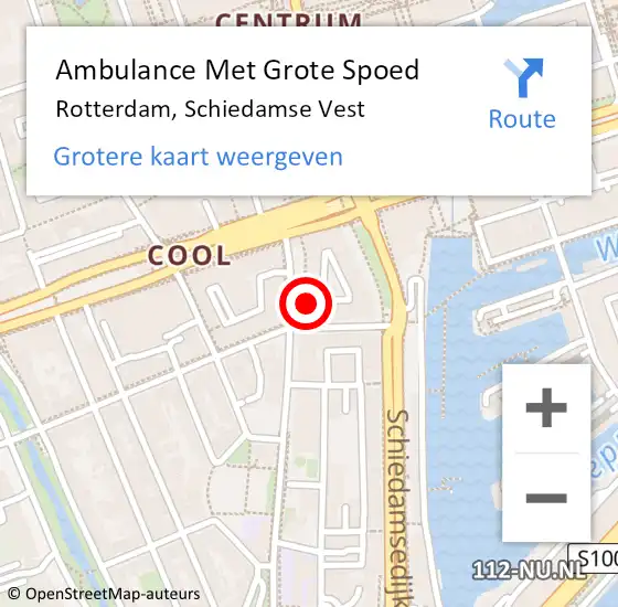 Locatie op kaart van de 112 melding: Ambulance Met Grote Spoed Naar Rotterdam, Schiedamse Vest op 4 februari 2024 12:13
