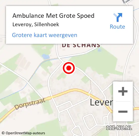 Locatie op kaart van de 112 melding: Ambulance Met Grote Spoed Naar Leveroy, Sillenhoek op 4 februari 2024 12:18