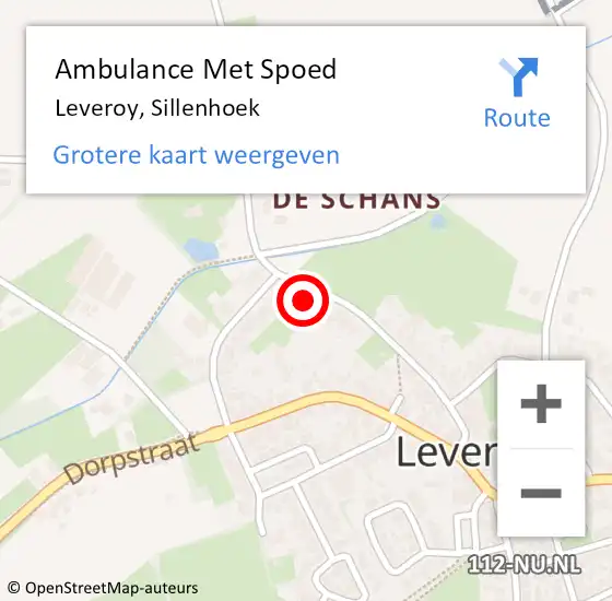 Locatie op kaart van de 112 melding: Ambulance Met Spoed Naar Leveroy, Sillenhoek op 4 februari 2024 12:39