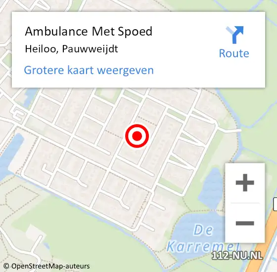 Locatie op kaart van de 112 melding: Ambulance Met Spoed Naar Heiloo, Pauwweijdt op 4 februari 2024 13:30