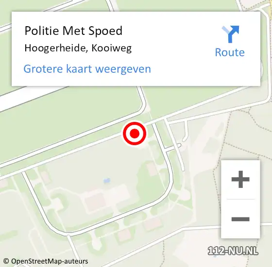 Locatie op kaart van de 112 melding: Politie Met Spoed Naar Hoogerheide, Kooiweg op 4 februari 2024 13:33