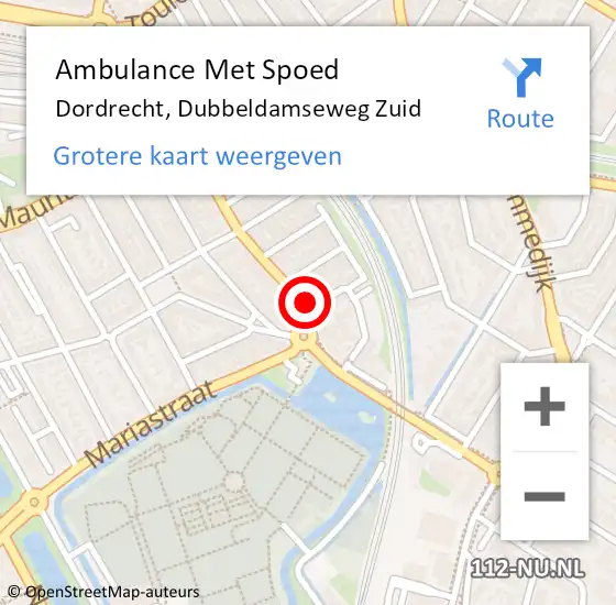 Locatie op kaart van de 112 melding: Ambulance Met Spoed Naar Dordrecht, Dubbeldamseweg Zuid op 4 februari 2024 13:37