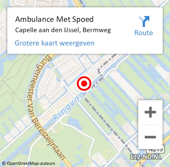 Locatie op kaart van de 112 melding: Ambulance Met Spoed Naar Capelle aan den IJssel, Bermweg op 4 februari 2024 16:14