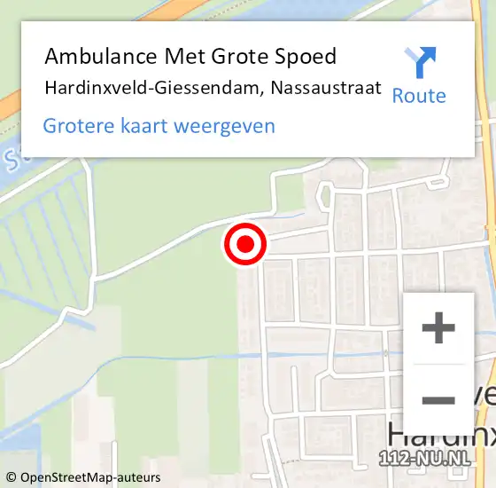 Locatie op kaart van de 112 melding: Ambulance Met Grote Spoed Naar Hardinxveld-Giessendam, Nassaustraat op 4 februari 2024 16:20