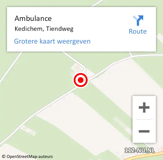 Locatie op kaart van de 112 melding: Ambulance Kedichem, Tiendweg op 4 februari 2024 16:38