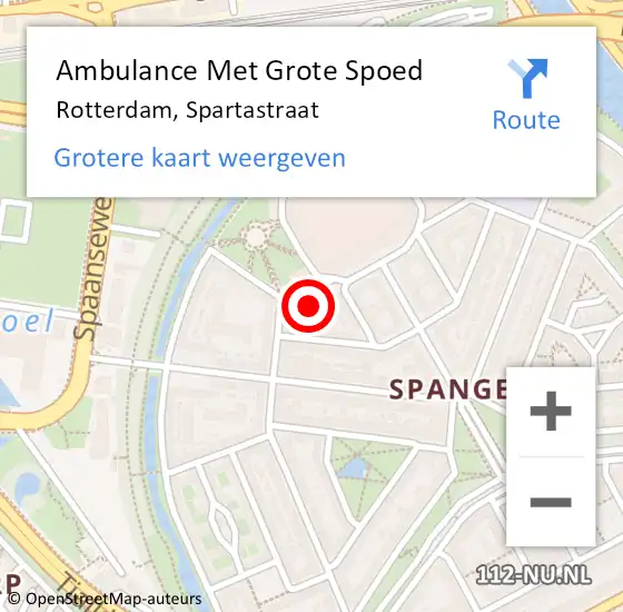 Locatie op kaart van de 112 melding: Ambulance Met Grote Spoed Naar Rotterdam, Spartastraat op 4 februari 2024 17:13