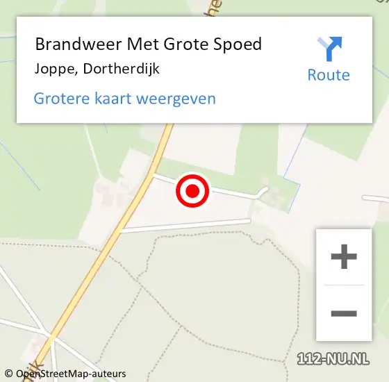 Locatie op kaart van de 112 melding: Brandweer Met Grote Spoed Naar Joppe, Dortherdijk op 4 februari 2024 17:17