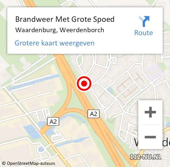 Locatie op kaart van de 112 melding: Brandweer Met Grote Spoed Naar Waardenburg, Weerdenborch op 4 februari 2024 17:21