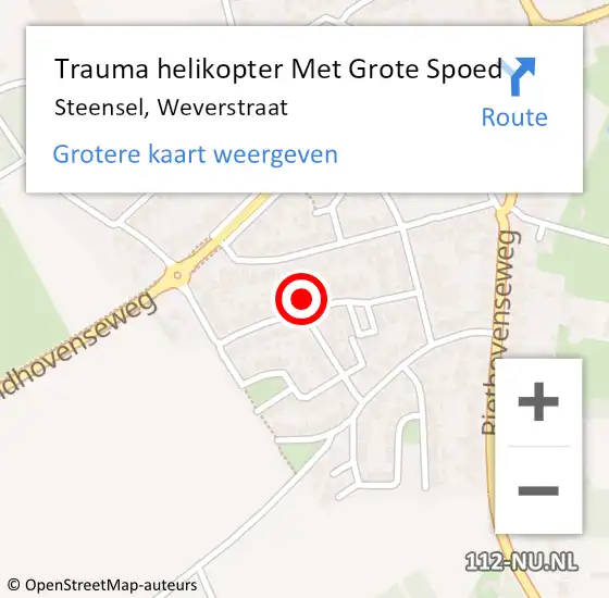 Locatie op kaart van de 112 melding: Trauma helikopter Met Grote Spoed Naar Steensel, Weverstraat op 4 februari 2024 18:22