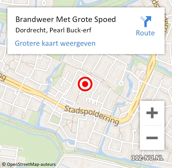 Locatie op kaart van de 112 melding: Brandweer Met Grote Spoed Naar Dordrecht, Pearl Buck-erf op 4 februari 2024 18:27