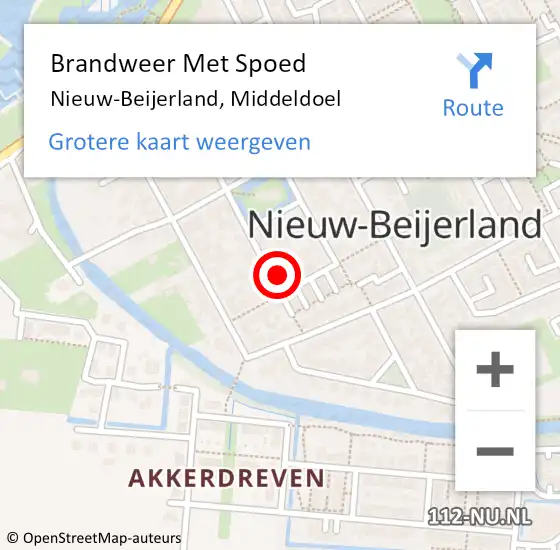 Locatie op kaart van de 112 melding: Brandweer Met Spoed Naar Nieuw-Beijerland, Middeldoel op 4 februari 2024 18:39