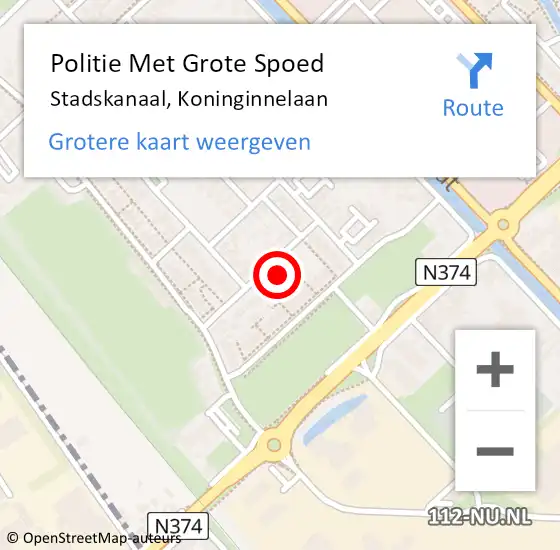 Locatie op kaart van de 112 melding: Politie Met Grote Spoed Naar Stadskanaal, Koninginnelaan op 4 februari 2024 18:49