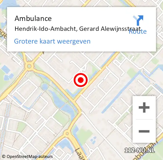 Locatie op kaart van de 112 melding: Ambulance Hendrik-Ido-Ambacht, Gerard Alewijnsstraat op 4 februari 2024 19:12