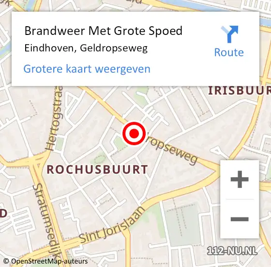 Locatie op kaart van de 112 melding: Brandweer Met Grote Spoed Naar Eindhoven, Geldropseweg op 4 februari 2024 19:41