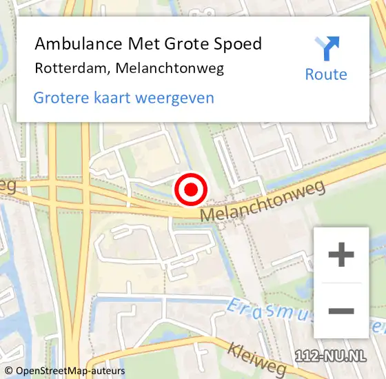Locatie op kaart van de 112 melding: Ambulance Met Grote Spoed Naar Rotterdam, Melanchtonweg op 4 februari 2024 19:56