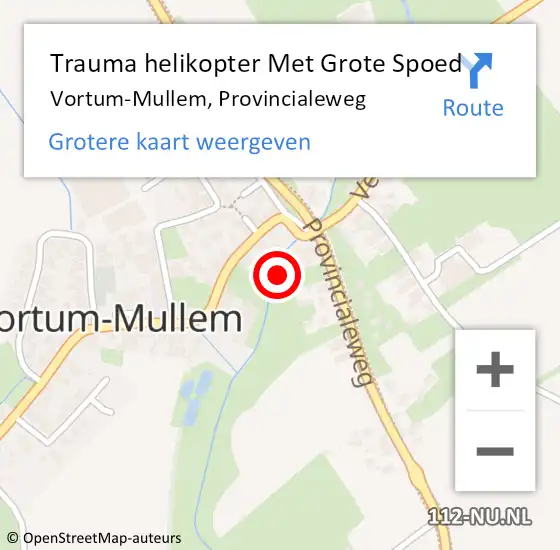 Locatie op kaart van de 112 melding: Trauma helikopter Met Grote Spoed Naar Vortum-Mullem, Provincialeweg op 4 februari 2024 21:21