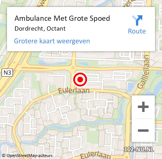 Locatie op kaart van de 112 melding: Ambulance Met Grote Spoed Naar Dordrecht, Octant op 4 februari 2024 22:12