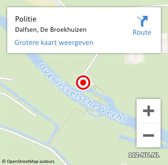 Locatie op kaart van de 112 melding: Politie Dalfsen, De Broekhuizen op 4 februari 2024 22:38