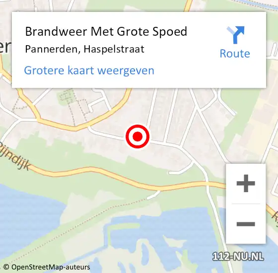 Locatie op kaart van de 112 melding: Brandweer Met Grote Spoed Naar Pannerden, Haspelstraat op 5 februari 2024 00:40