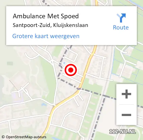 Locatie op kaart van de 112 melding: Ambulance Met Spoed Naar Santpoort-Zuid, Kluijskenslaan op 5 februari 2024 03:30