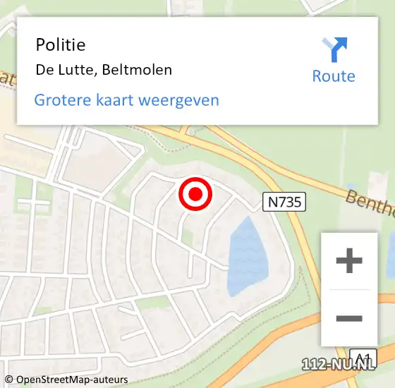 Locatie op kaart van de 112 melding: Politie De Lutte, Beltmolen op 5 februari 2024 07:13