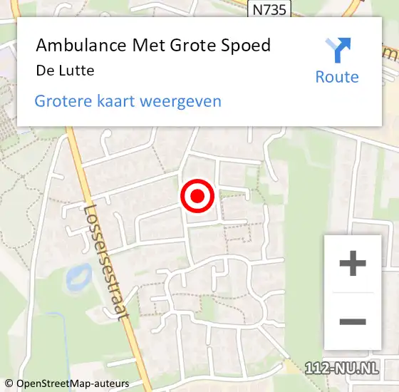 Locatie op kaart van de 112 melding: Ambulance Met Grote Spoed Naar De Lutte op 5 februari 2024 07:13