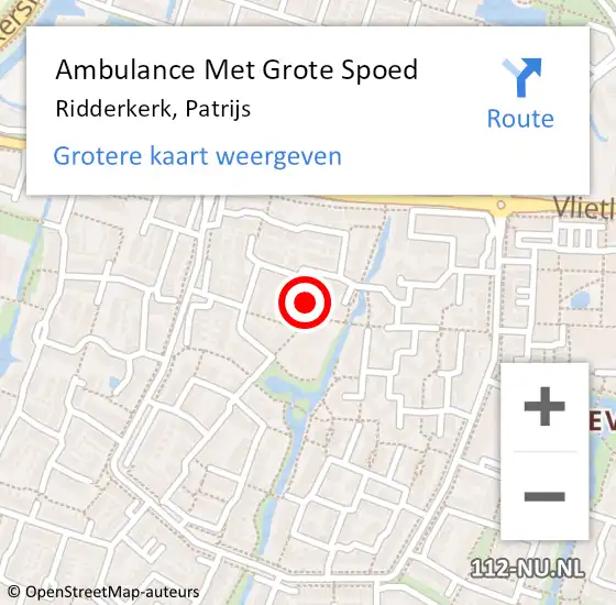 Locatie op kaart van de 112 melding: Ambulance Met Grote Spoed Naar Ridderkerk, Patrijs op 5 februari 2024 08:20