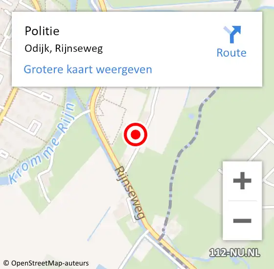Locatie op kaart van de 112 melding: Politie Odijk, Rijnseweg op 5 februari 2024 08:45