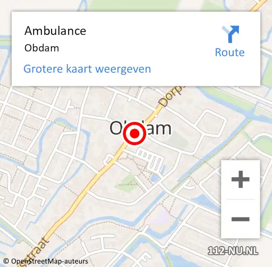 Locatie op kaart van de 112 melding: Ambulance Obdam op 5 februari 2024 08:59