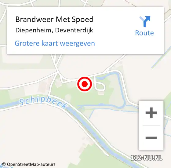 Locatie op kaart van de 112 melding: Brandweer Met Spoed Naar Diepenheim, Deventerdijk op 5 februari 2024 09:02
