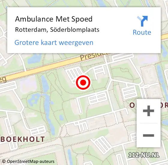 Locatie op kaart van de 112 melding: Ambulance Met Spoed Naar Rotterdam, Söderblomplaats op 5 februari 2024 10:20