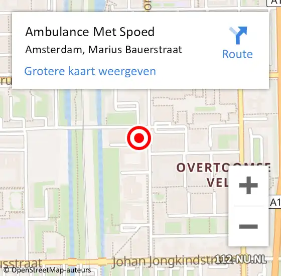 Locatie op kaart van de 112 melding: Ambulance Met Spoed Naar Amsterdam, Marius Bauerstraat op 5 februari 2024 10:54