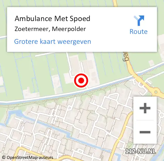 Locatie op kaart van de 112 melding: Ambulance Met Spoed Naar Zoetermeer, Meerpolder op 5 februari 2024 12:01